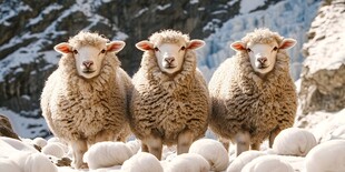 绵羊牧羊雪地放羊群