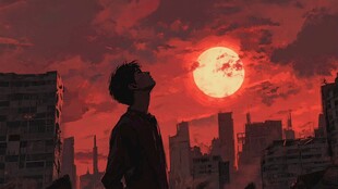 手绘追日的少年