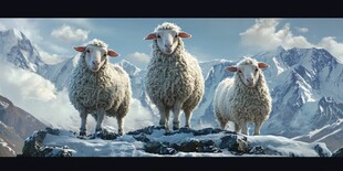 放羊绵羊牧羊群雪地