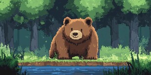 小熊室内野外场景插画