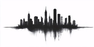 迪拜水墨迪拜剪影轮廓