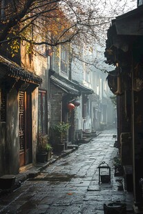 古镇春雨