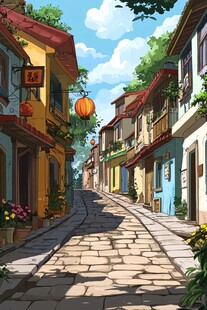 小巷插画