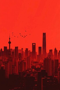 北上广深剪影轮廓背景