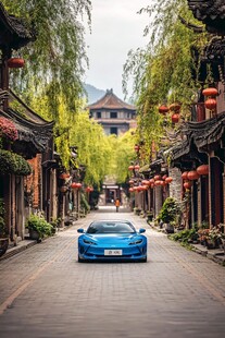 美女汽车古建筑