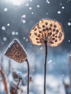 冬日枯萎的莲蓬