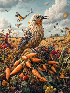 欧美风格鸟花卉