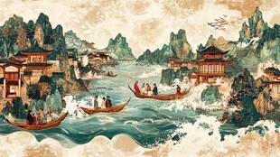 山水包装插画