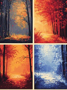电脑装饰画秋季森林