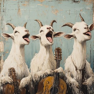 手绘山羊创意装饰挂画