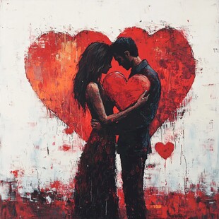 羞涩爱情现代油画