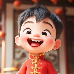 喜庆掌柜小男孩