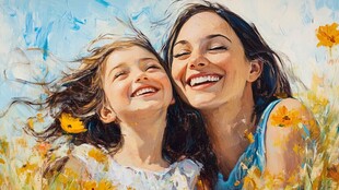 母亲节油画母亲节手绘