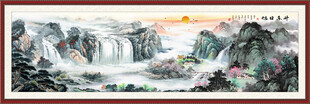 旭日东升山水画 