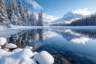 唯美冬日湖景