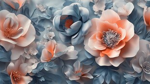 3d浮雕缤纷花卉