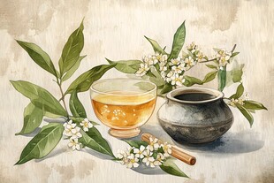 桂花红茶插画