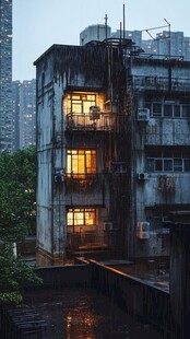 雨天建筑群