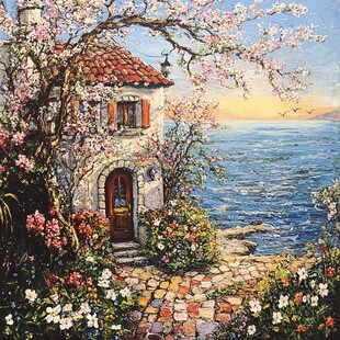 油画地中海风景画