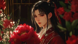 红衣少女设计古风