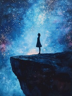 星辰大海女孩背影