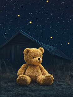 小熊室内野外场景插画