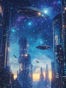 飞碟科幻电影背景