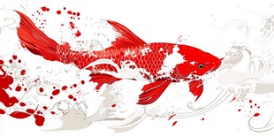 红鲤鱼手绘