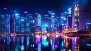 现代科技城市缤纷炫彩