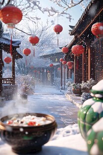 雪中庭院