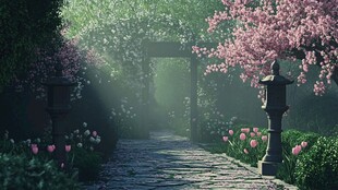 唯美蔷薇花小路