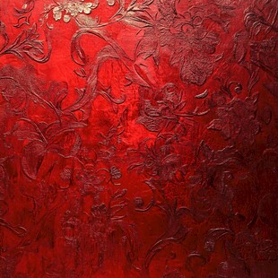 花卉红雕漆
