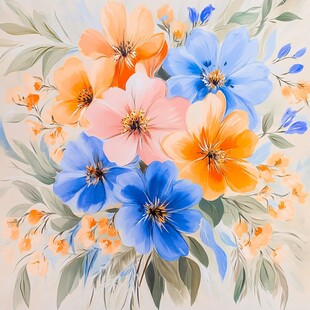 3d浮雕缤纷花卉