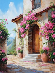 手绘地中海油画