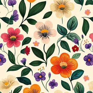 卡通印花花卉壁纸