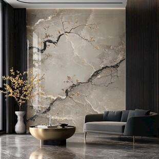 极简金箔石根线条对拼