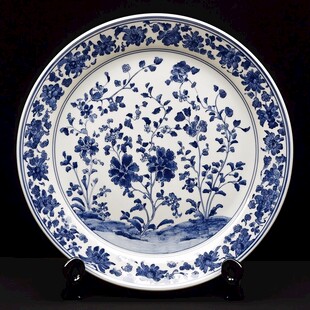 蓝地白花大盘