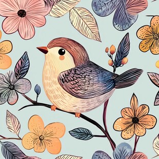 小鸟花卉底纹