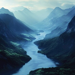 高清山水江景