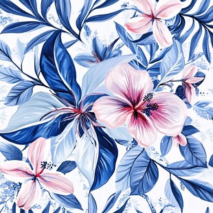 热带花枝四方连续图