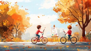 野外小伙伴秋天落叶