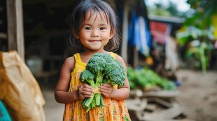 卖蔬菜的小女孩