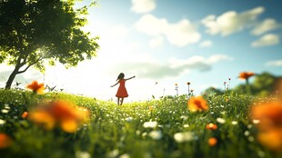 花田里奔跑的女孩