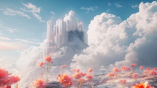 3d云海悬浮小岛