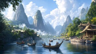 古风山水场景