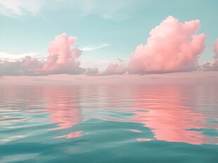 漂浮的粉红色海景
