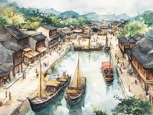 乌镇地标建筑乌镇水彩