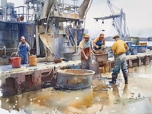 码头劳动场景