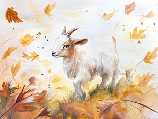 彩绘山羊流行抽象画