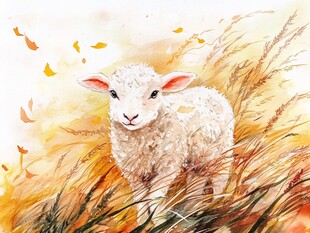 手绘羊咩咩插画